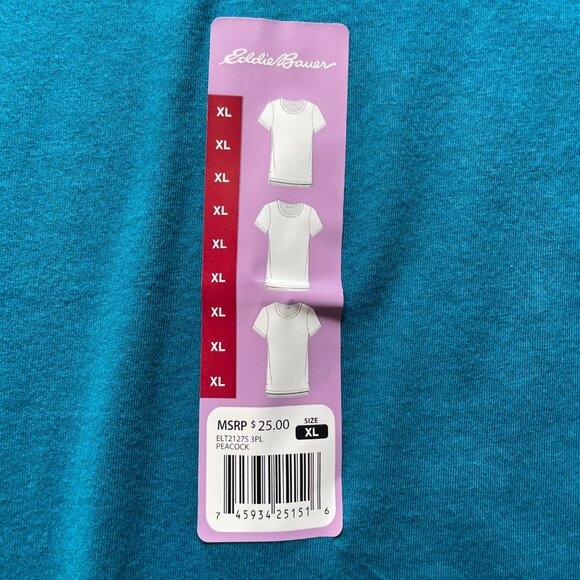 Eddie Bauer Womens Short Sleeve Soft T Shirt Tee Side Slits XL Blue u - Picture 8 of 9